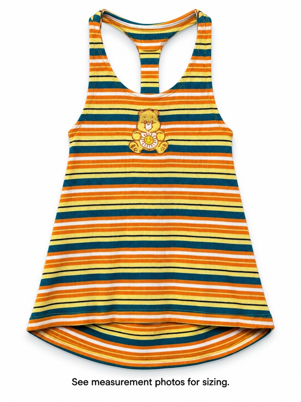 Care Bears Funshine Bear Striped Racerback Tank Youth XXXL 3XL Y2K